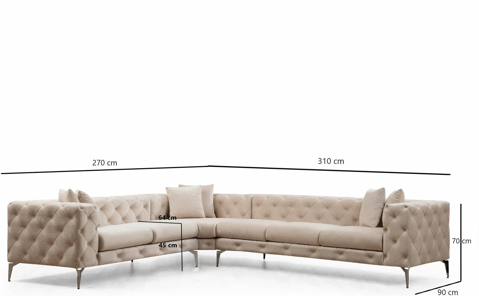 Kënd-sofë Atelier del Sofa, Como majtas, ecru