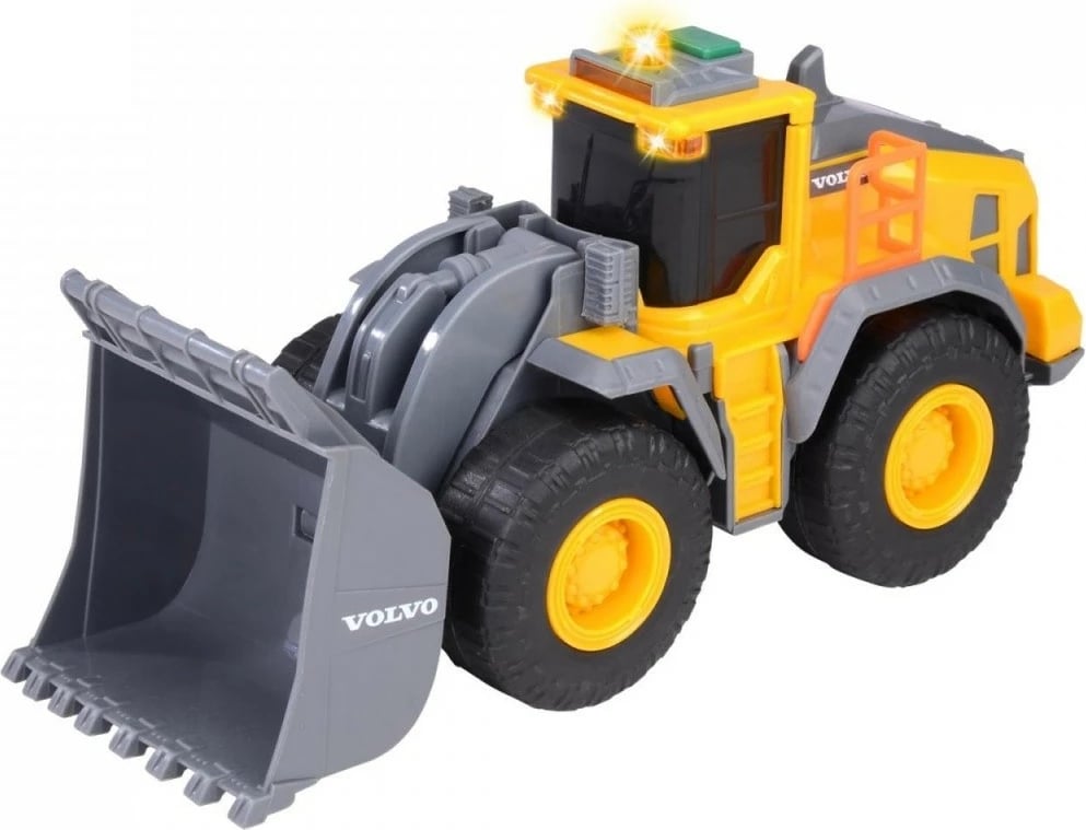 Lodër buldozer Dickie Volvo me dritë dhe zë, 23 cm, e verdhë/e zezë/e gri