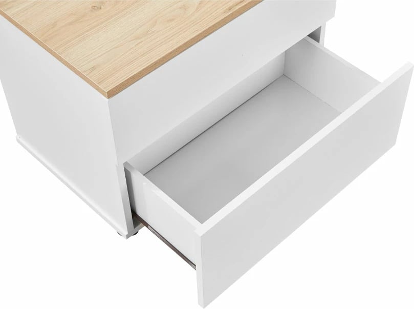 Komodinë nate me 2 sirtarë, ngjyrë lis i bardhë-natyral, 58x39x44.5