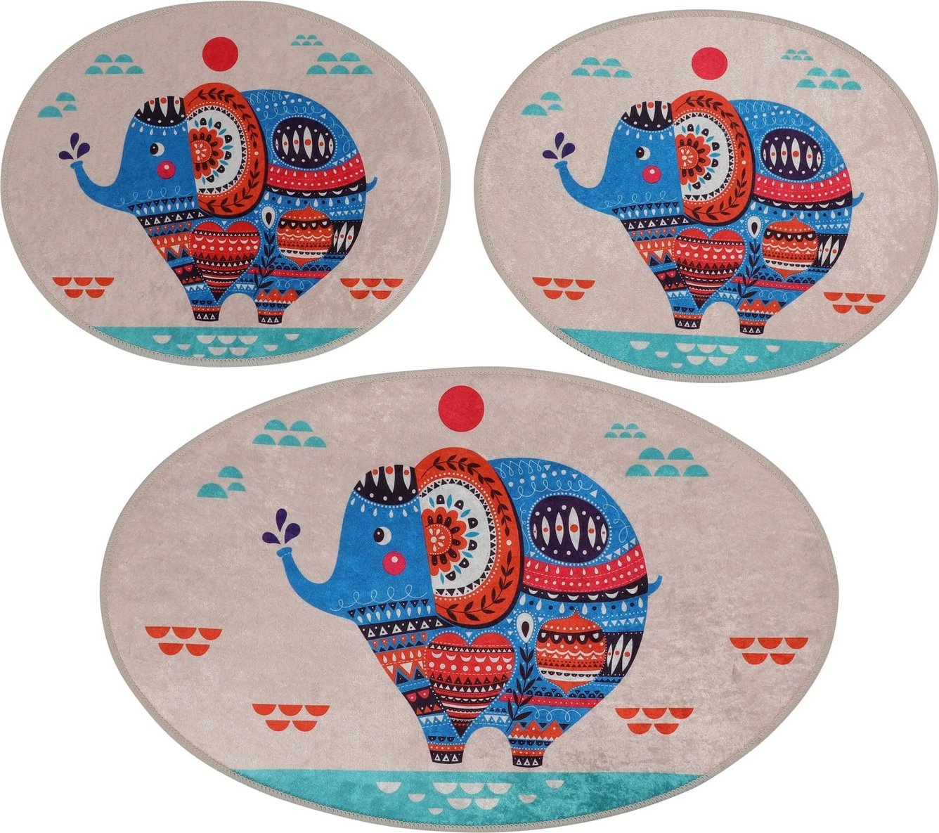 Set tapetash për banjo (3 copë), Mijölnir, etnike, shumëngjyrëshe