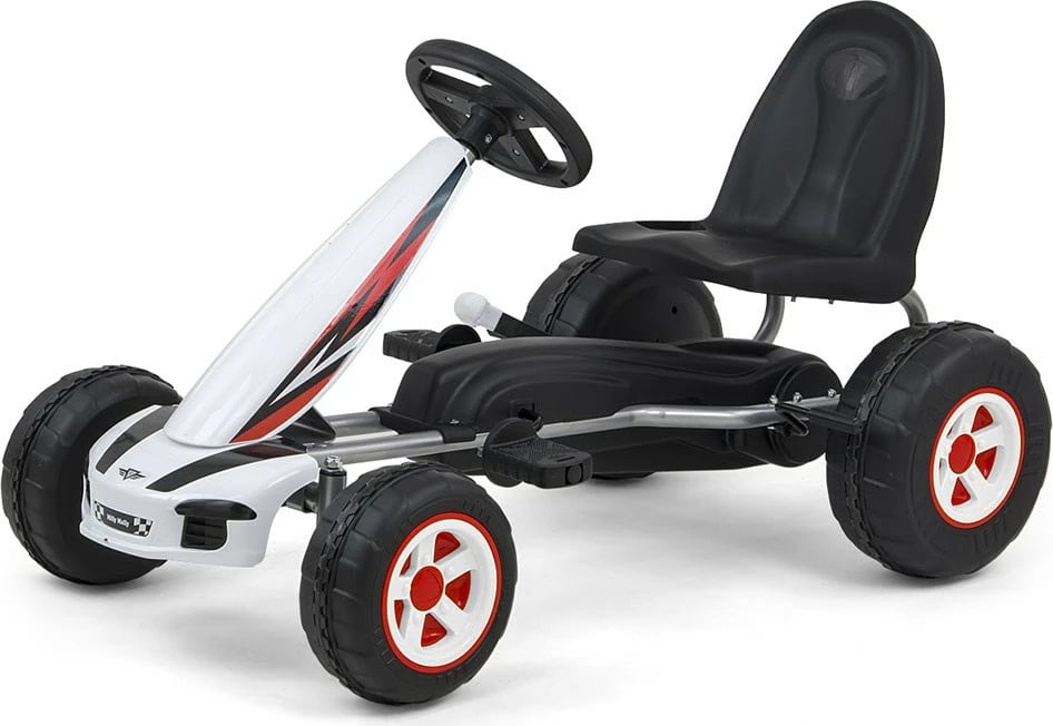 Gokart me pedale, Milly Mally Viper, kornizë metalike, frena dore, sedile e rregullueshme, 3+, 30 kg, e bardhë