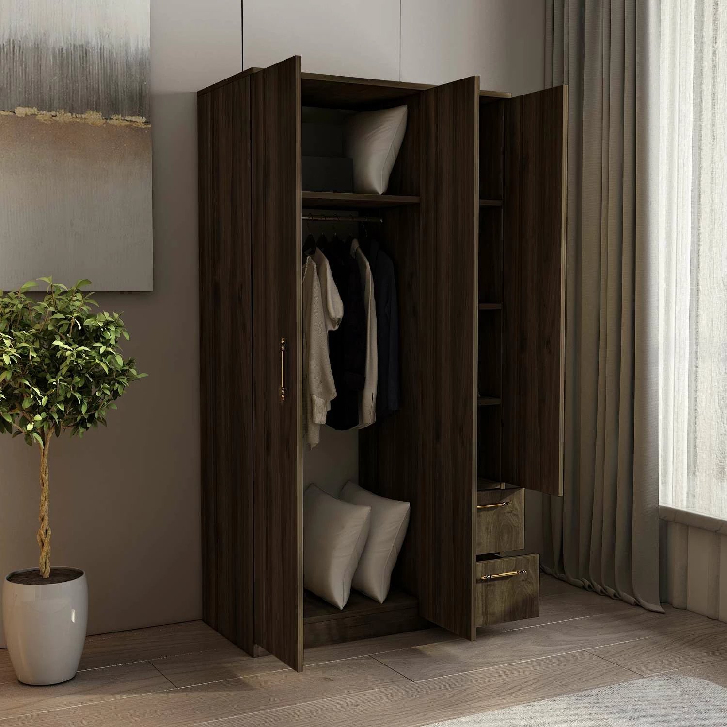 Dollap Merlin, ngjyrë arre, Skye Decor