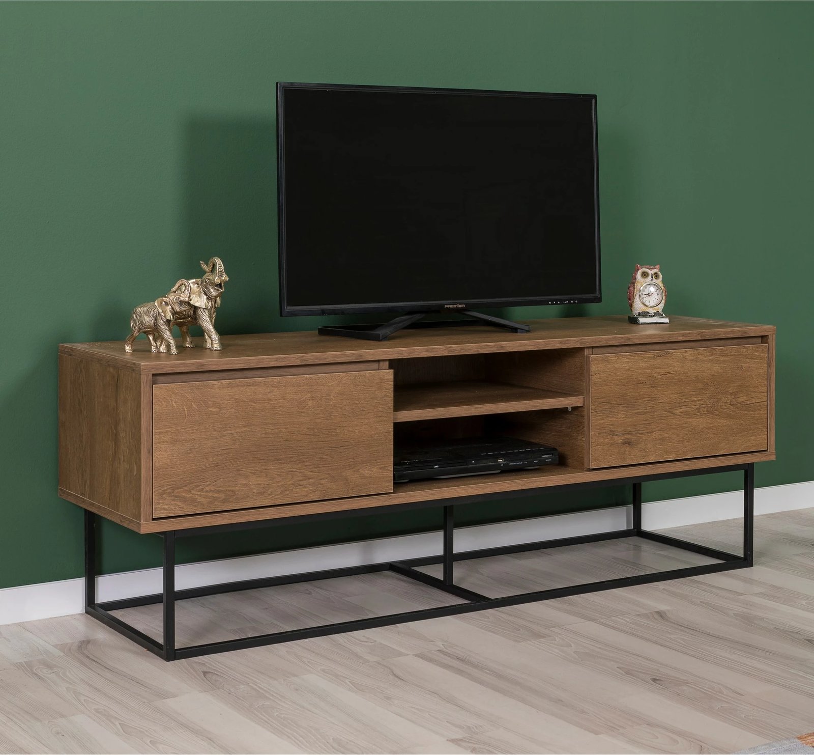 Set mobiljesh për dhomë dite, ngjyrë arre dhe e zezë, Skye Decor, Laxus Takım 1