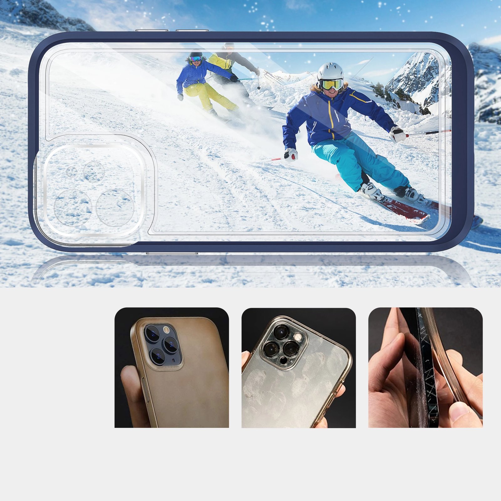 Mbështjellës Hurtel Hybrid Armor Clear 3 in 1 për iPhone 12, Kaltër/Transparent