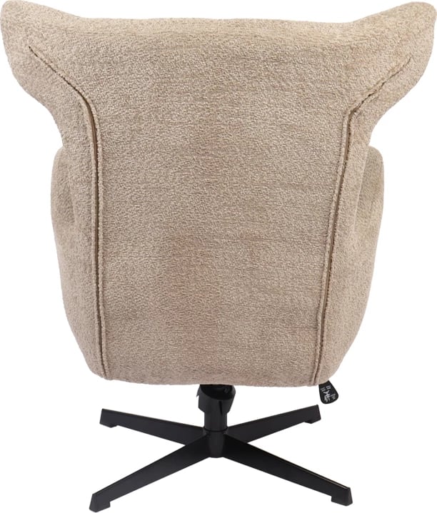 Karrige rrotulluese Zefrina, material bezhë, bazë e zezë, 82x77x99cm