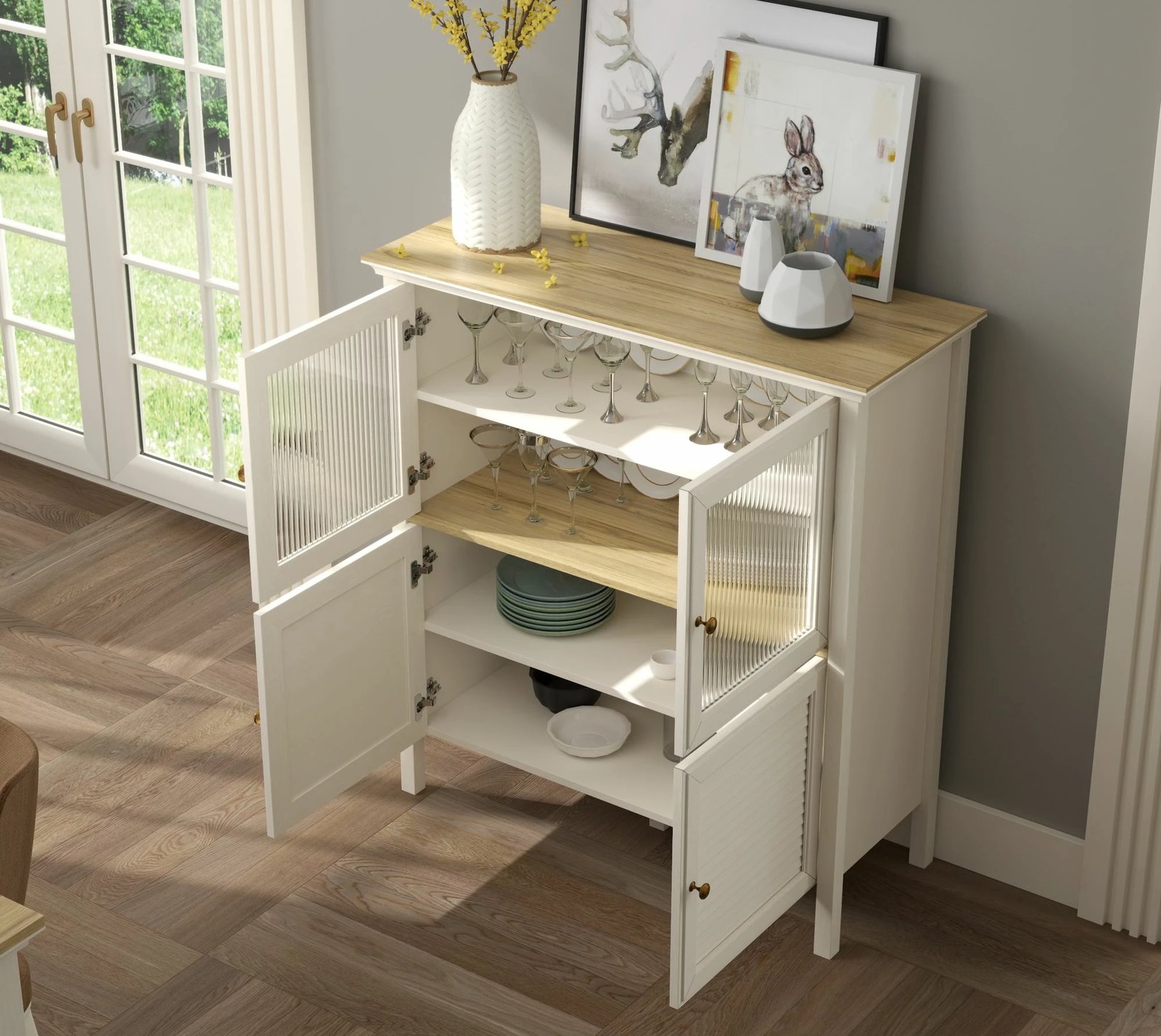 Dollap multifunksional, ngjyrë krem dhe lis, FRN-21022