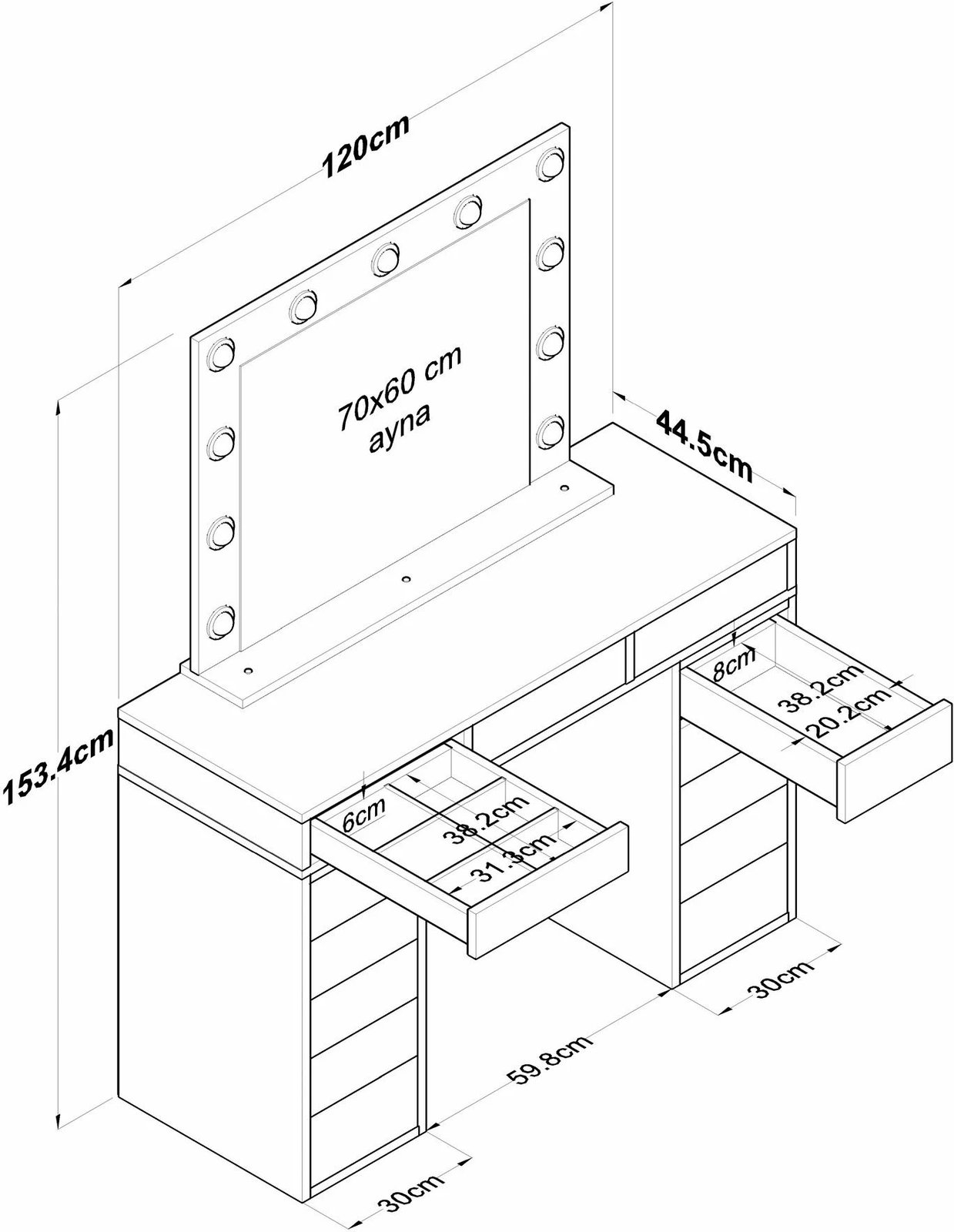 Tavolinë grimi Skye Decor, e bardhë, me pasqyrë të madhe, BJ119 - 2895