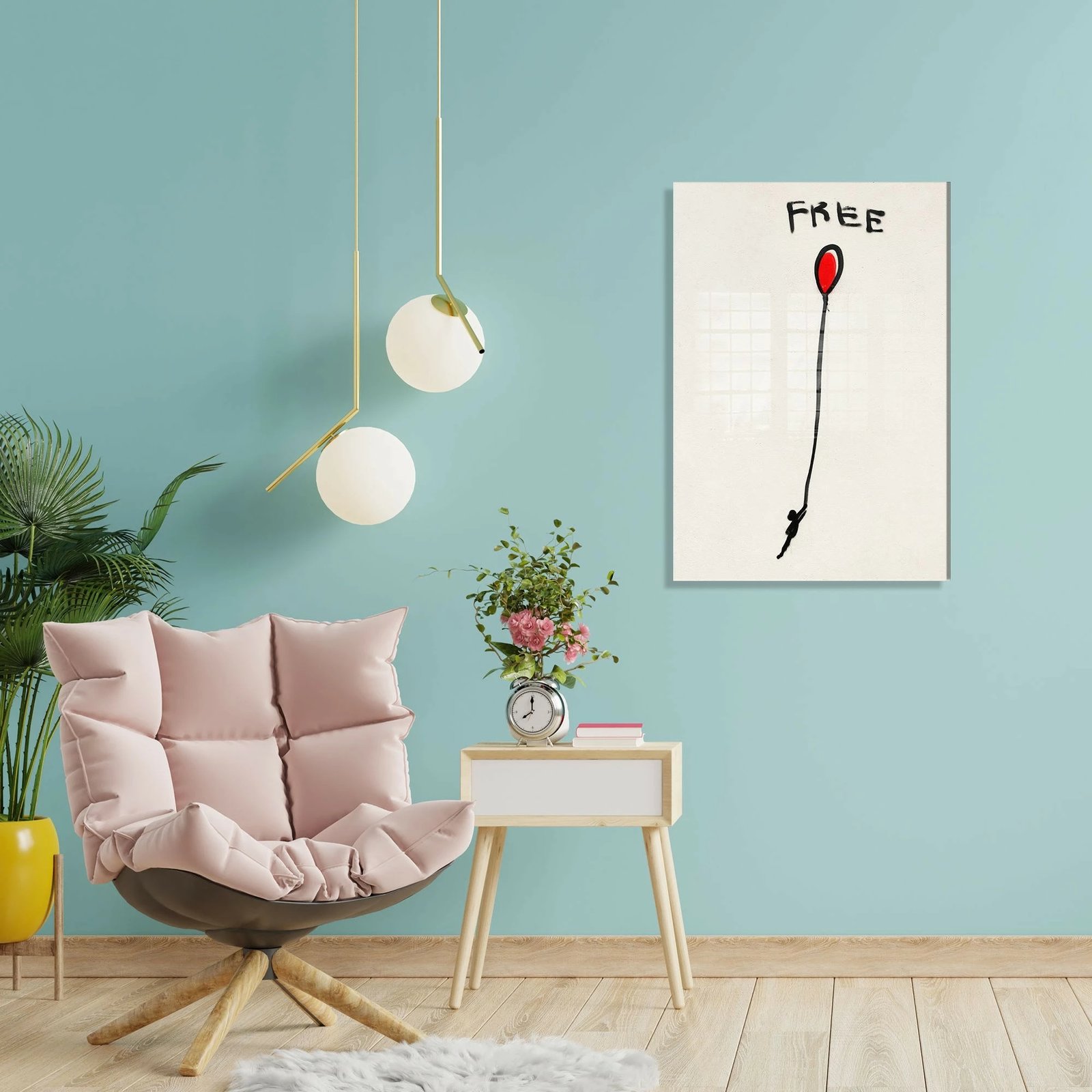 Pikturë dekorative prej xhami të temperuar, Banksy, shumëngjyrëshe, 30x45cm