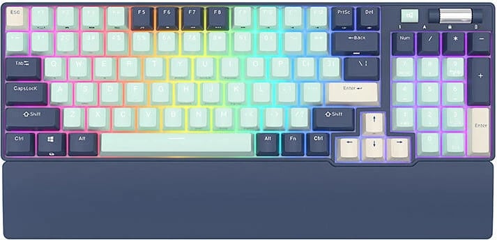 Tastierë mekanike Royal Kludge RK96 RGB, brown switch, 96 taste, blu