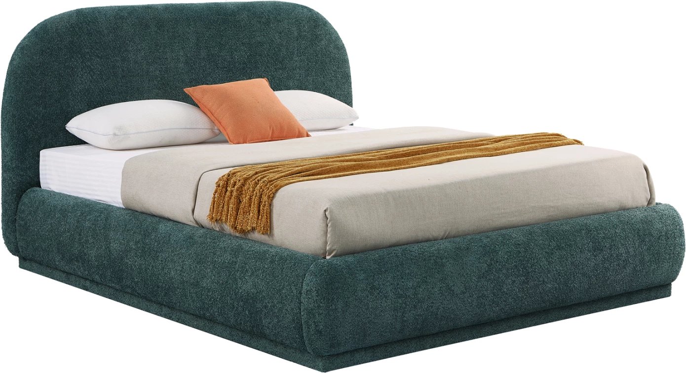 Krevat dopio me hapësirë për depo, stof chenille i gjelbër, NOCTIS CD726.07, dyshek 160x200cm