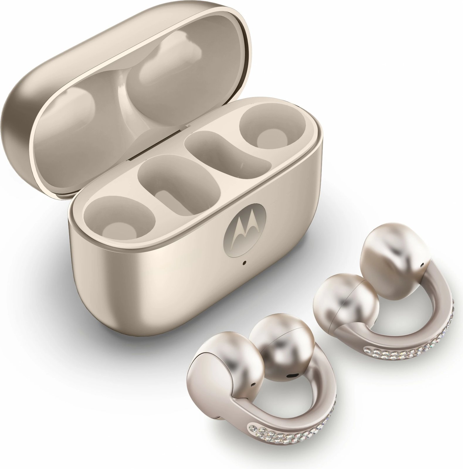 Kufje Motorola Moto Buds Loop by Swarovski, wireless, ANC, Dolby Atmos, beige