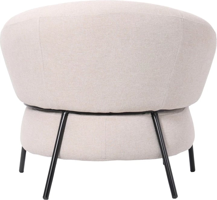 Fotel Jennie, material krem, këmbë metalike të zeza, 84x84x71.5cm