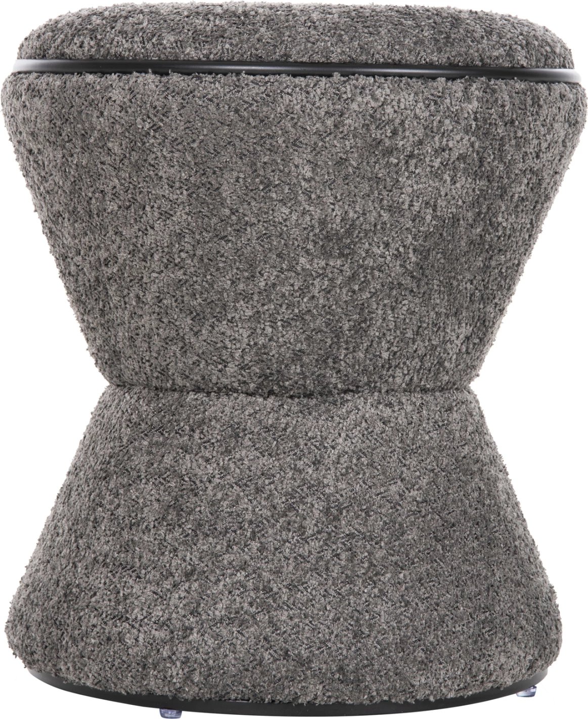 Karrige për bar rrumbullake LINNER FH9604.01, pëlhurë boucle gri-me detaje të zeza, D38x44 cm