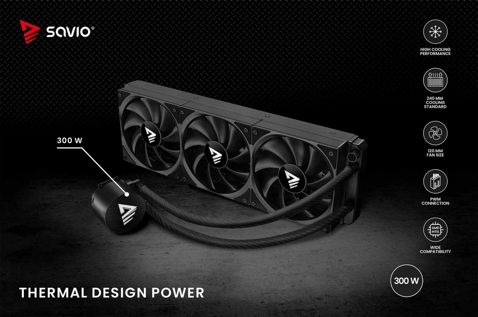 Ftohje uji për procesor, Savio NOX 360 mm, radiator 360 mm alumini, 3x 120 mm PWM, TDP 250 W, pa ndriçim