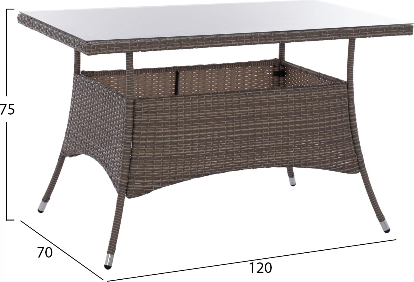 Tavolinë metalike Military rattan gri FH5141.31 120x70x75 cm