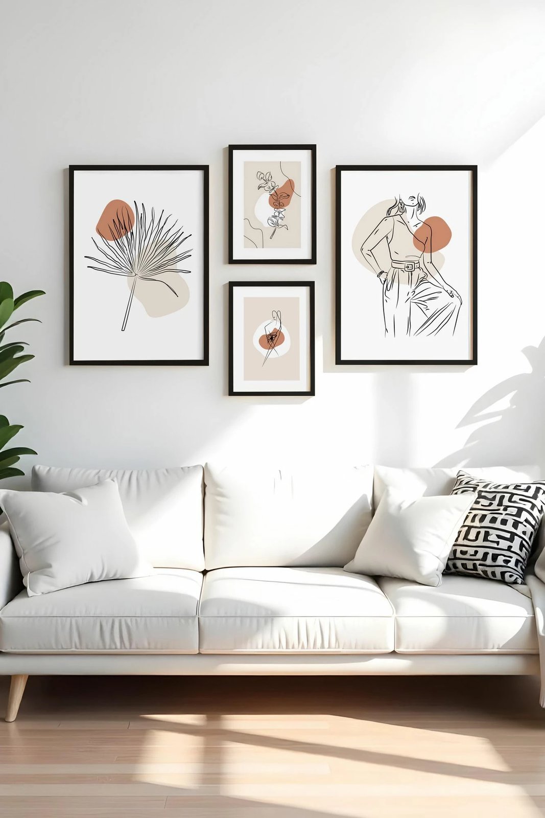 Piktura dekorative me kornizë MDF (4 copë), Wallity, Huhu453-S