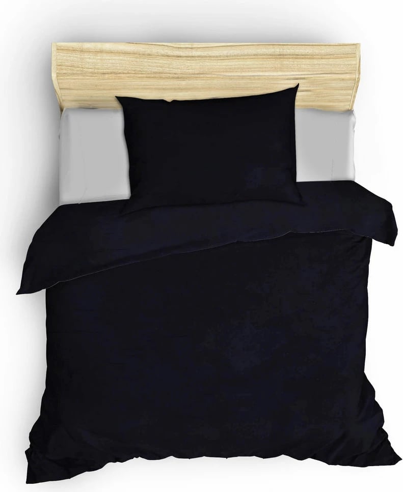 Set mbulesë për jorgan një-personësh, saten, ngjyrë kaltër e errët, L'essentiel