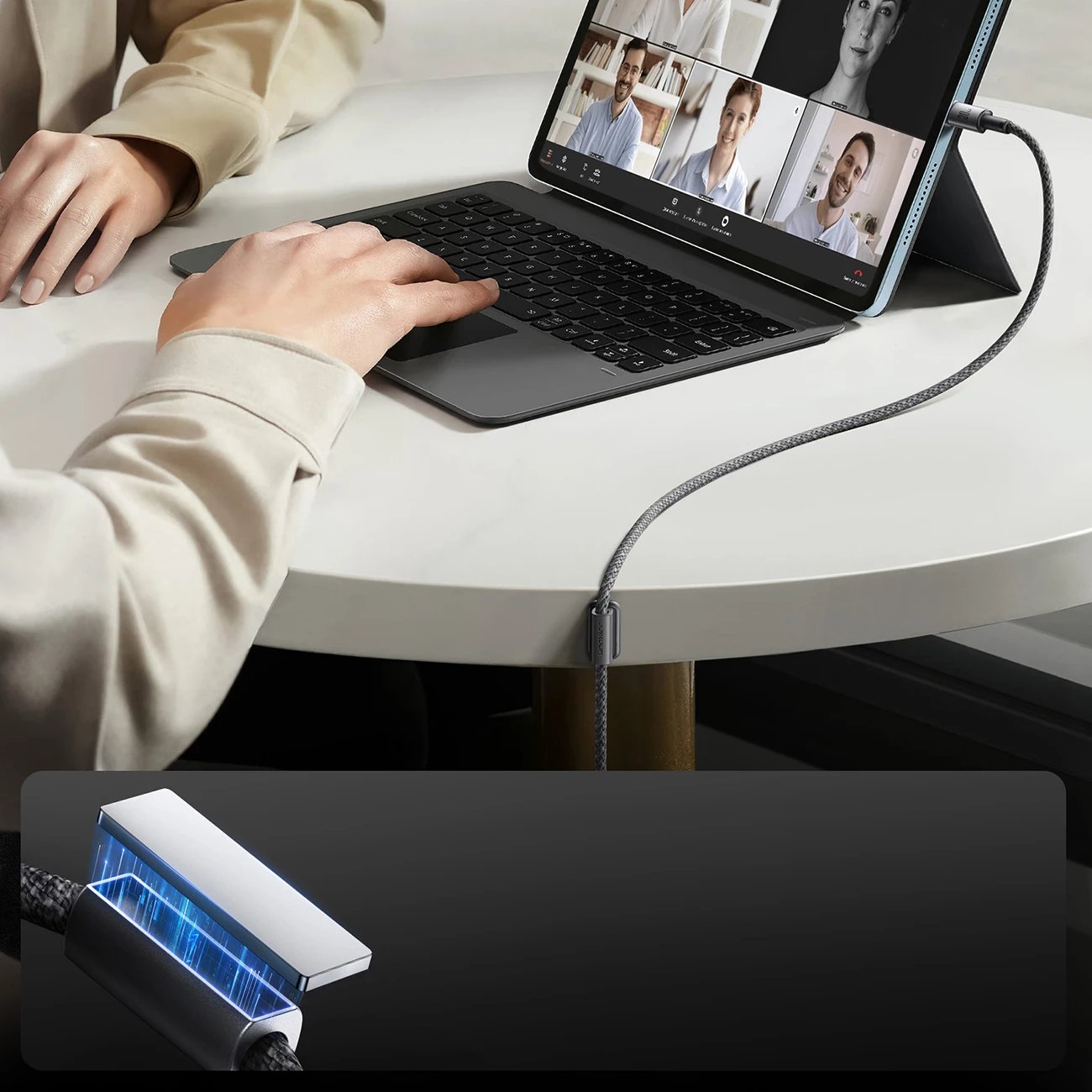 Kabllo Joyroom S-A50 Unlimited Series, USB-C në Lightning, 1.2m, 30W, me organizues magnetik, Gri