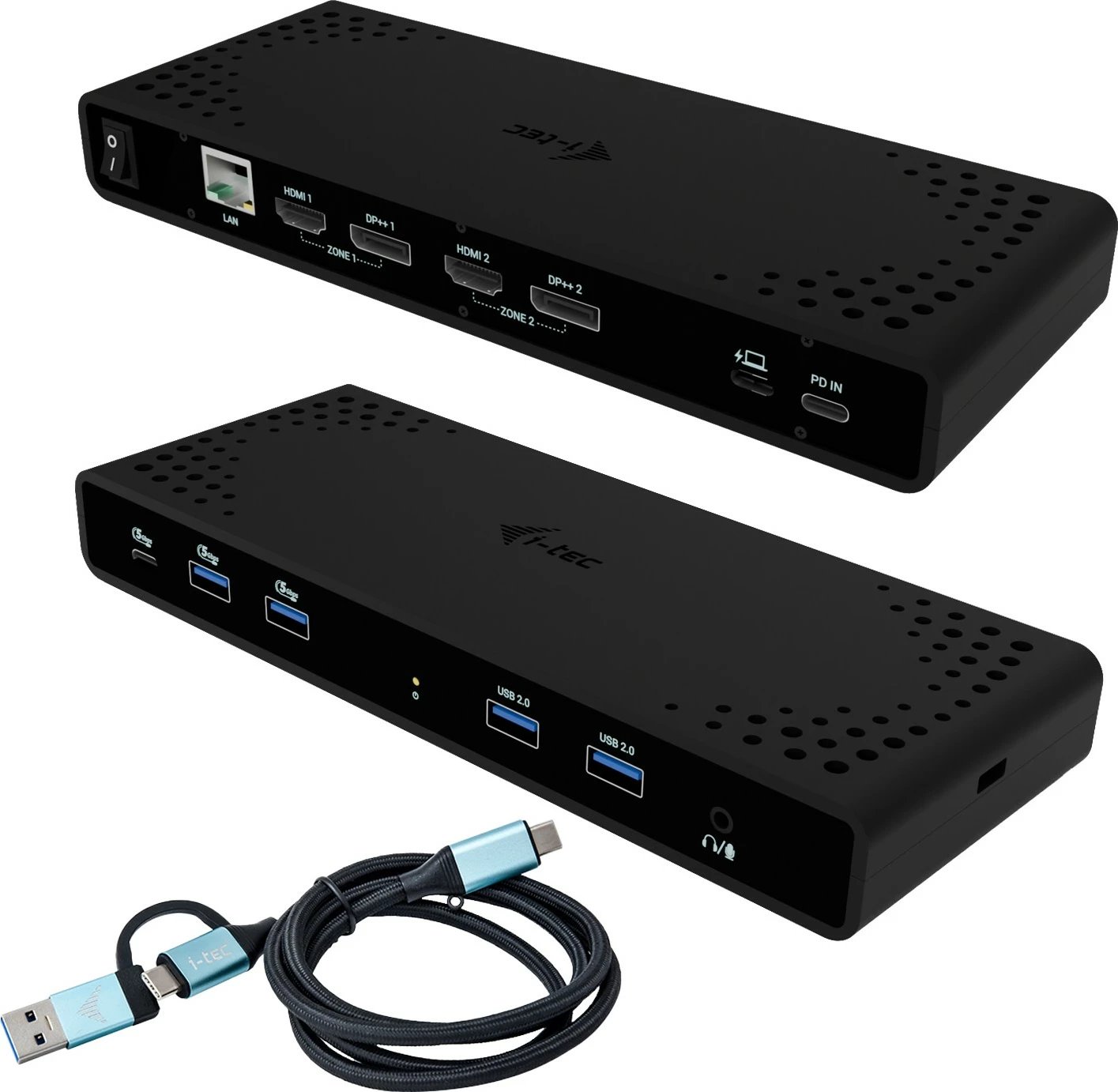 Dock universal I-Tec Universal Dual 4K, shumë porte, USB-C/USB-A, i zi
