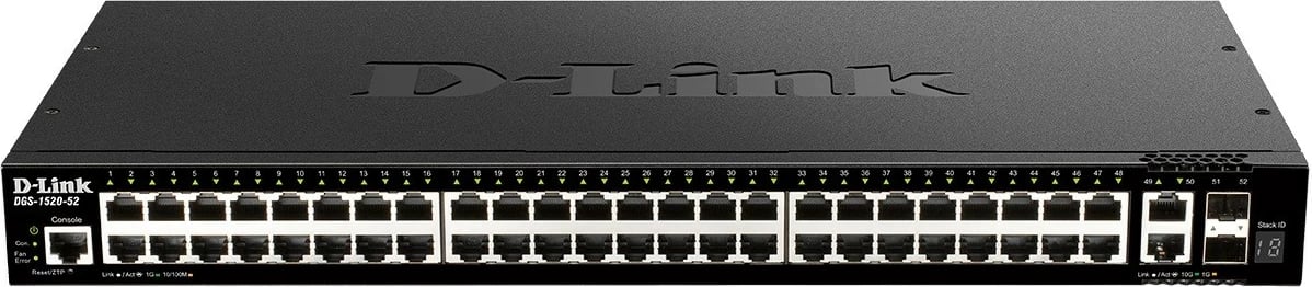 Switch menaxhues Smart, D-Link, DGS-1520-52, 48x GE PoE+, 2x 10GE, 2x SFP+, rack
