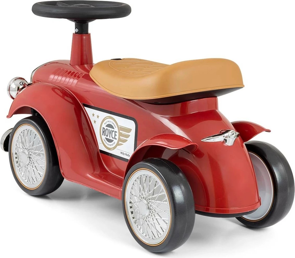 makinë shtytëse, Milly Mally Royce 6744, 12-36 muaj, 4 rrota EVA, ndarje poshtë sediljes, Burgundy