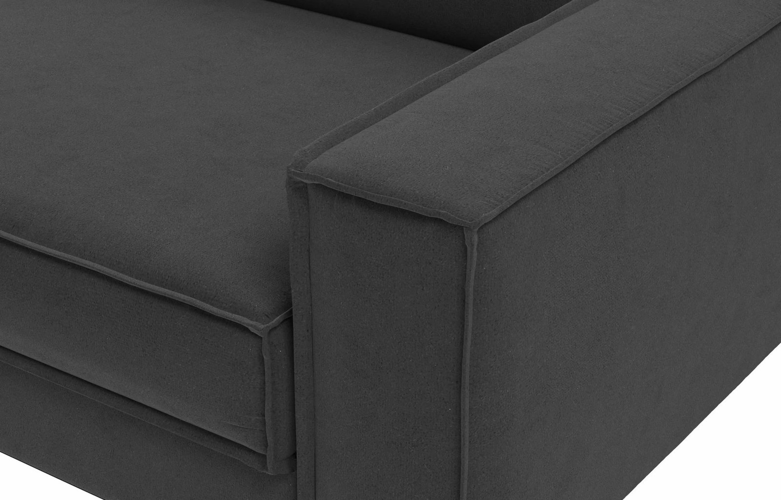 Divan treshe Atelier del Sofa, ngjyrë gri nate, këmbë dru arre