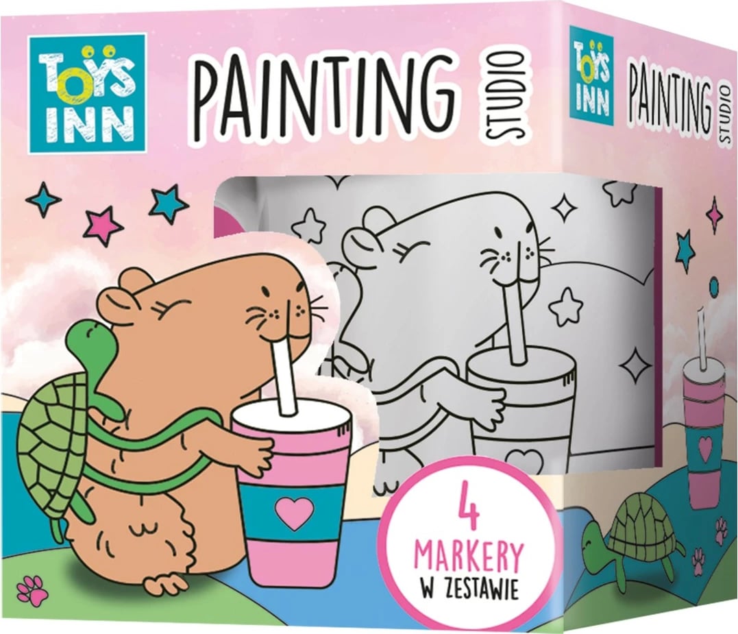 Filxhan ngjyrosje, Stnux STN9667, qeramik, 4 markera, motiv kapibara, bardhë/zi, set