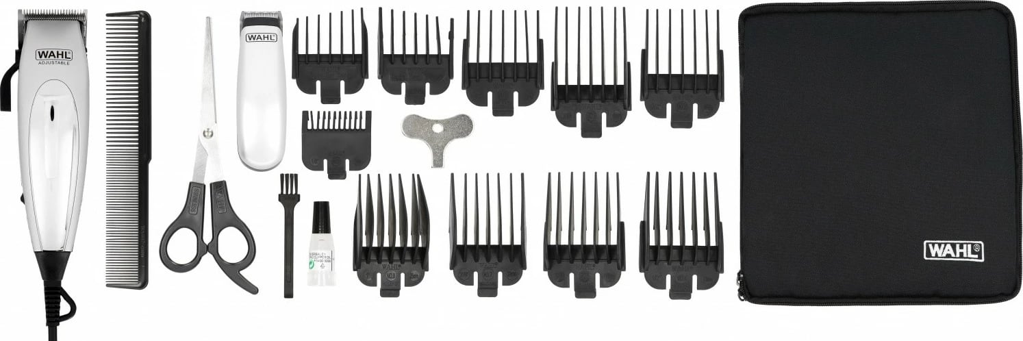 Makinë rroje dhe trimer Wahl 79305-1316, set 18 pjesësh, e zezë/argjend