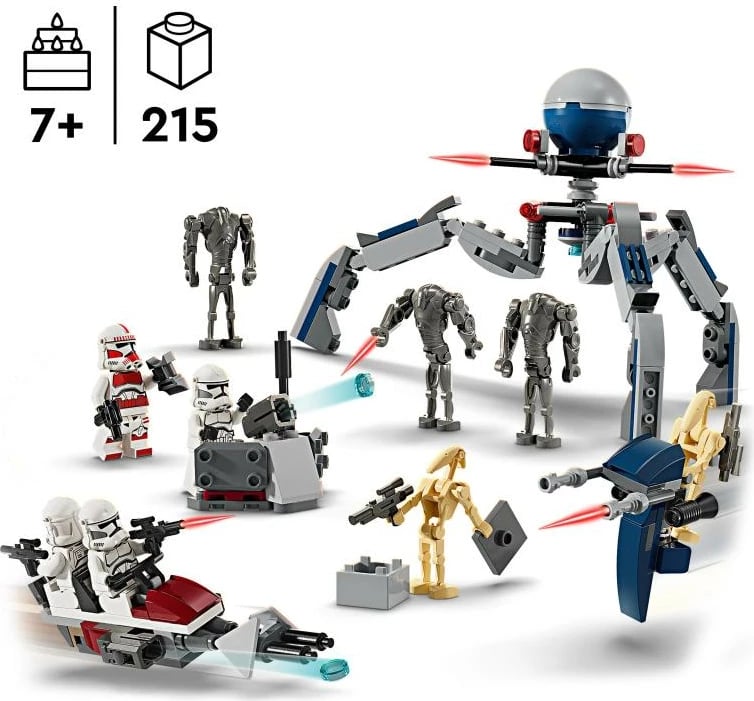 Set ndërtimi, LEGO, Star Wars Clone Trooper & Battle Droid 75372, për moshat 7+, set