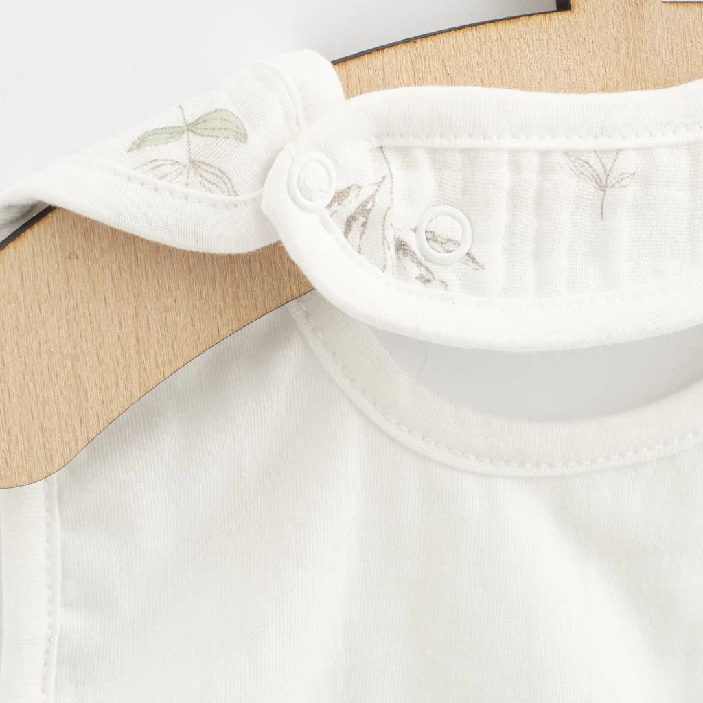 Pelerinë ushqimi për bebe, New Baby, Zoe, muslin 100% pambuk 25x30 cm, rregullueshme me kapëse, për vajza, e bardhë