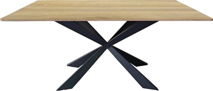 Tavolinë Aragne, sipërfaqe sonoma, këmbë metalike të zeza, 160x90x75cm