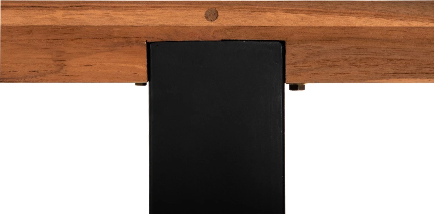 Konsolë SHIRE, dru TEAK i ricikluar, këmbë metalike të zeza, 240x50x90H cm