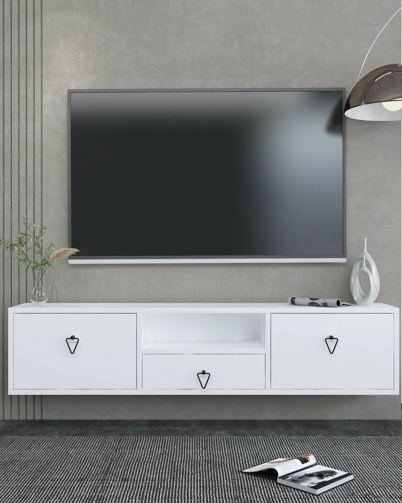 Komodë TV Skye Decor, e bardhë dhe e zezë, 1303-DROP-1