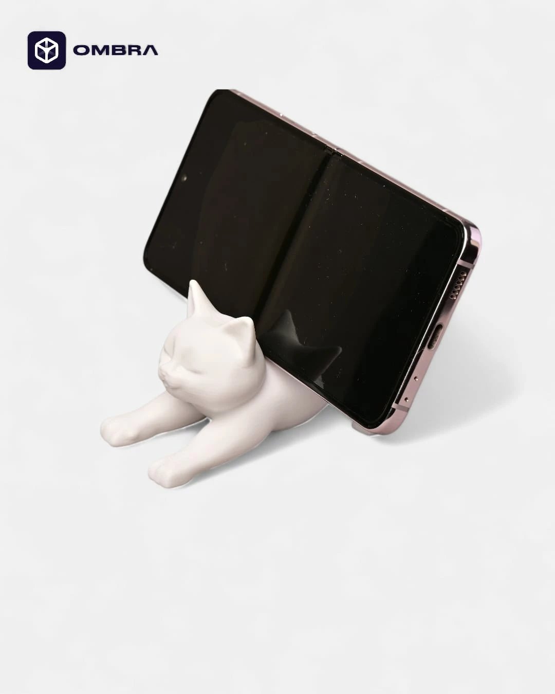 Mbajtëse Telefoni në Formë Mace - e bardhe