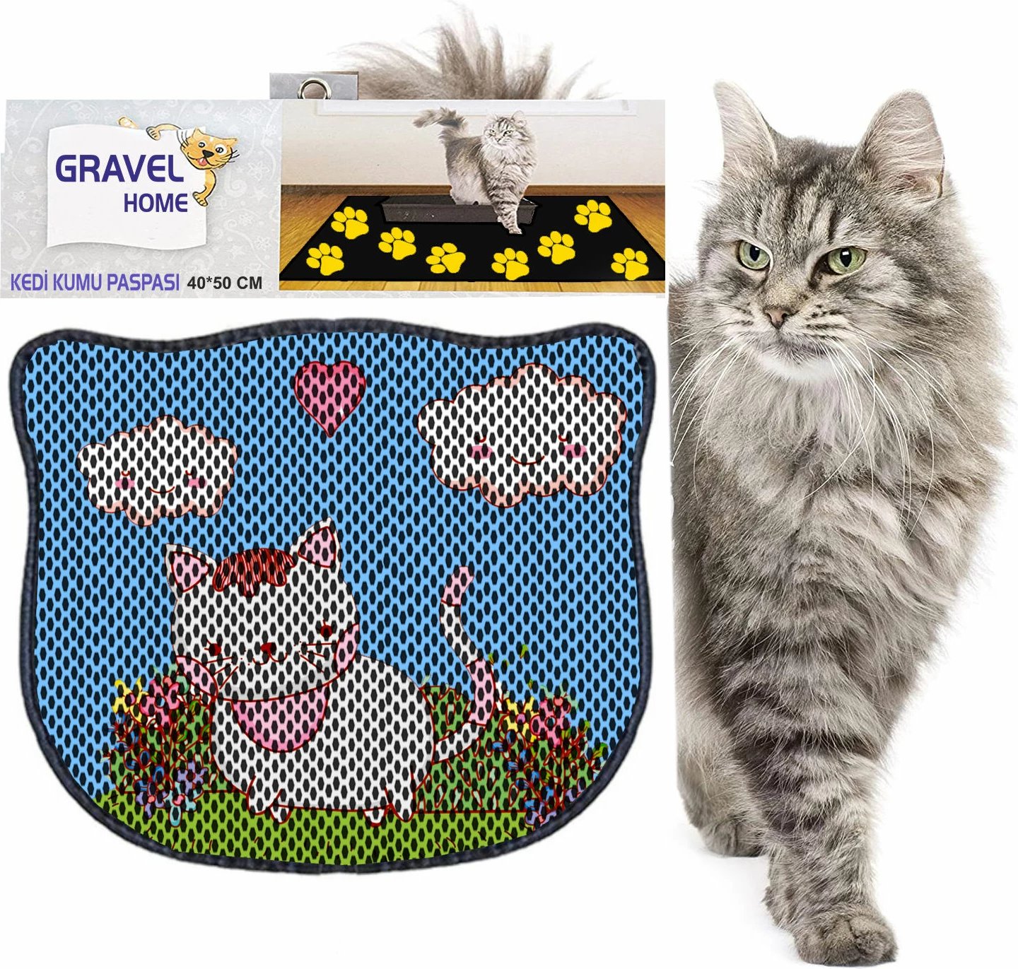 Tapet për rërë mace, shumëngjyrësh, Paws & Whiskers, Kdkafa0055