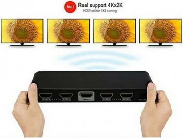 Ndarës HDMI Techly 1 në 4, Ultra HD, 3D, i zi