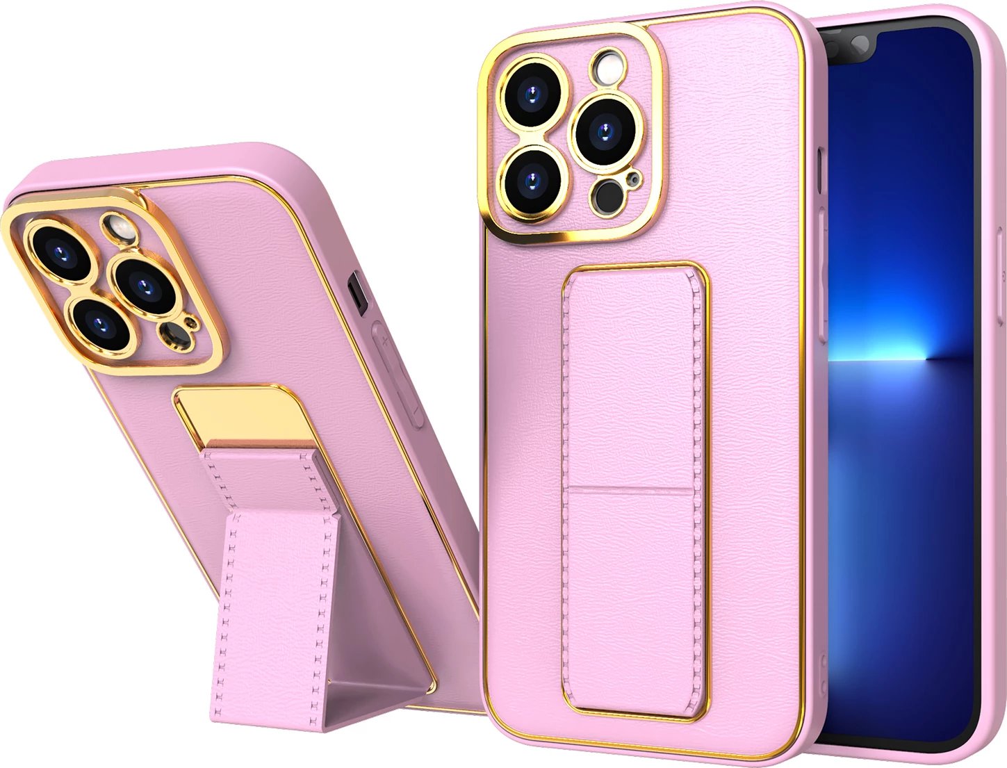 Mbështjellës Hurtel New Kickstand Case për iPhone 12 Pro, me qëndrim, rozë