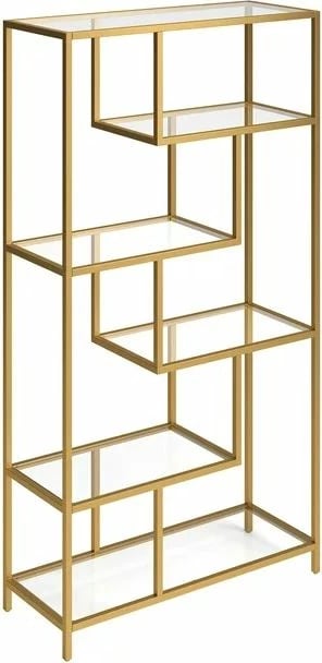 Raft librash dekorativ, ngjyrë ari, xham transparent, Skye Decor, By-30