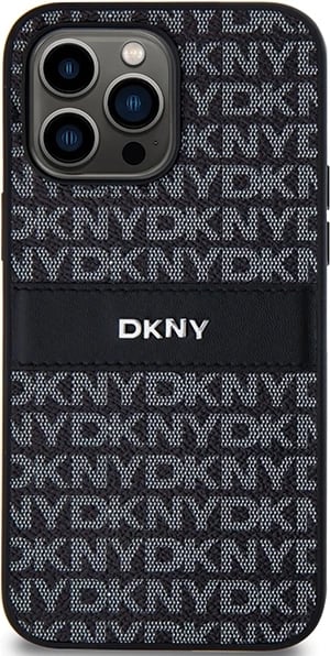 Mbështjellës DKNY Mono Stripe & Metal Logo për iPhone 14 Pro Max, i zi