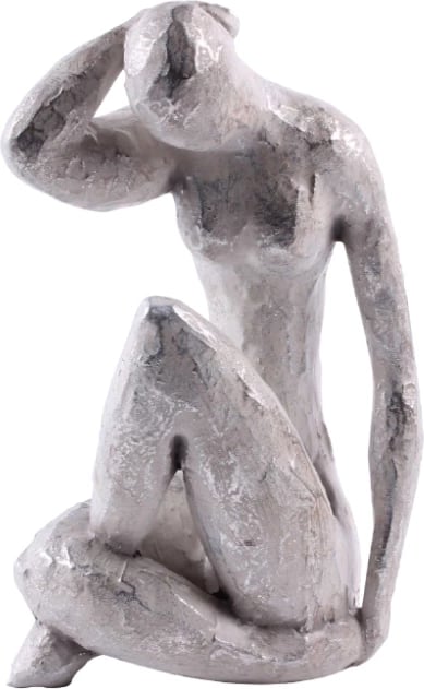 Figurë dekorative POZA 2, polirezine, argjend, 14x10x21 cm