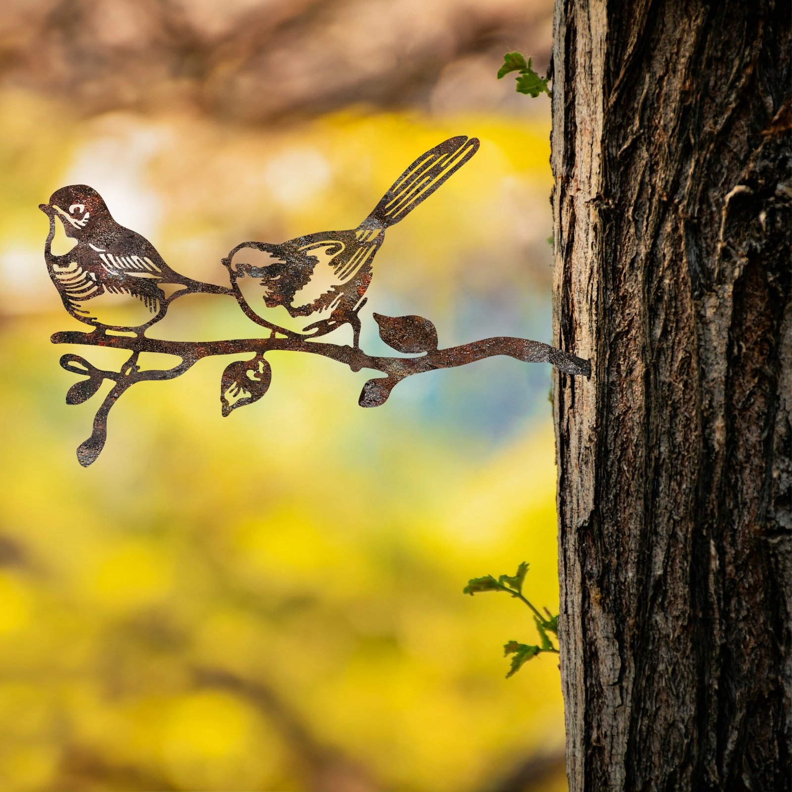 Dekor për kopsht, zog në degë, ngjyrë kafe, Aberto Design, 50x26cm
