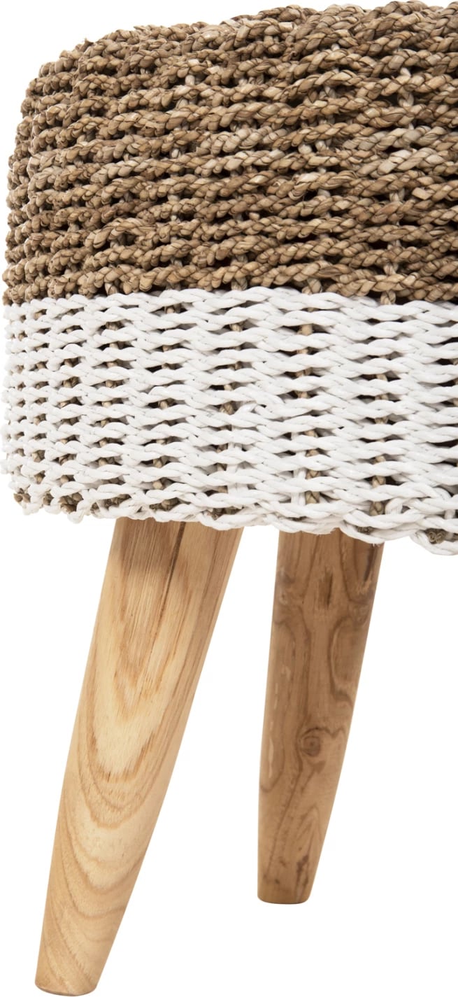 Karrige për bar BEAM, dru tik dhe rush deti, natyrale & e bardhë, Φ42x46H cm