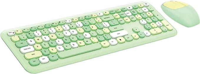 Set tastierë dhe maus wireless MOFII SMK-666395AG, Membranë, 112 taste, 1200 DPI, Gjelbër