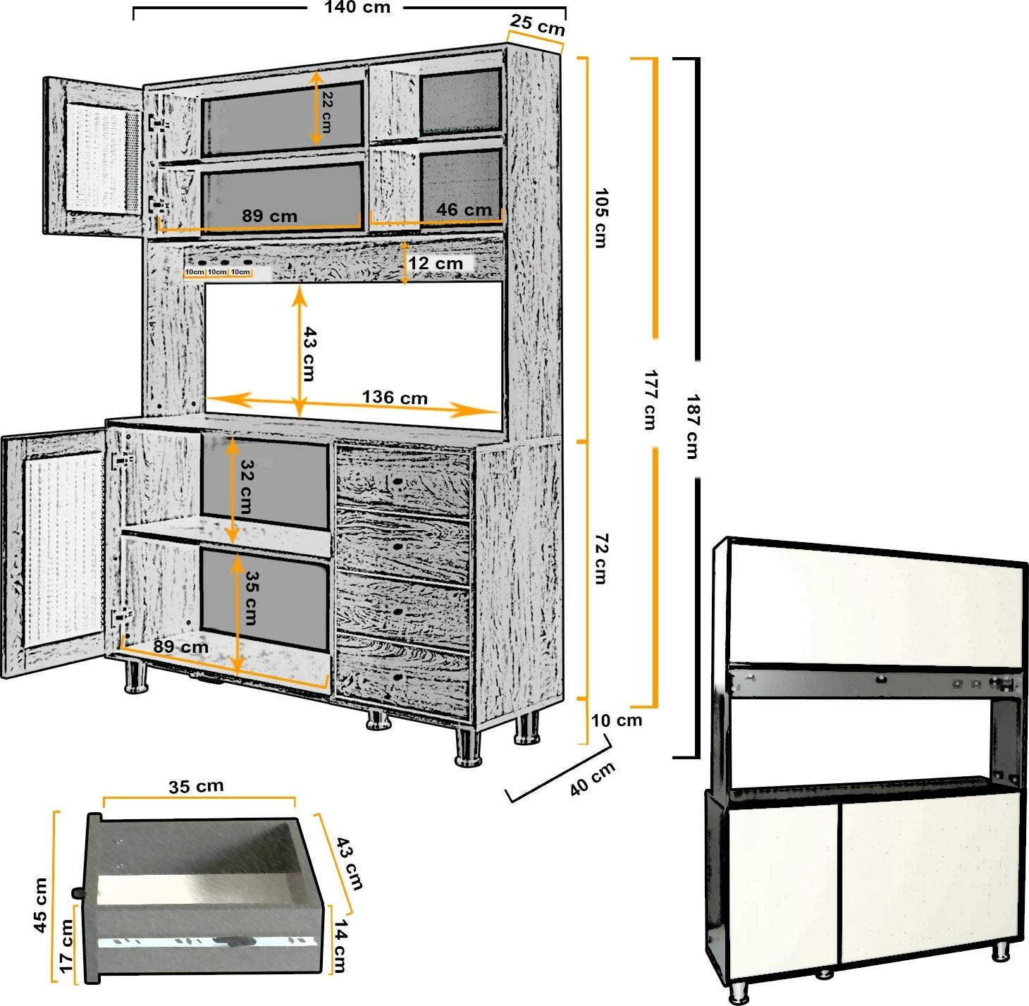 Dollap multifunksional Hanah Home, Grano 140, i bardhë