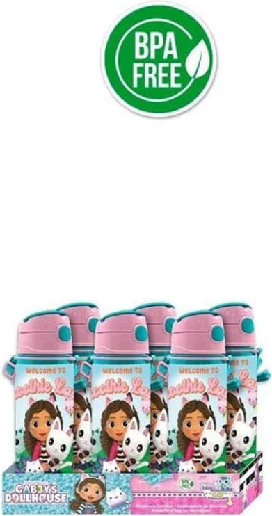 Shishe uji alumini Euroswan Gabi's Dollhouse 600ml me rrip, Rozë