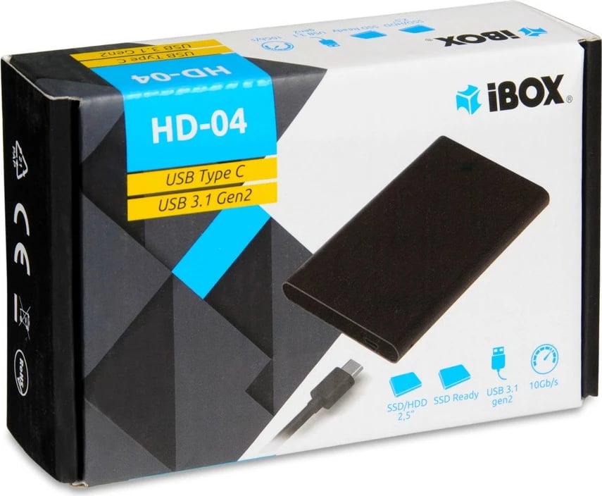Kasë iBOX HD-07 për SSD M.2 NVMe, USB 3.2, Alumini, E zezë Kasë iBOX HD-07 për SSD M.2 NVMe, USB 3.2, Alumini, E zezë