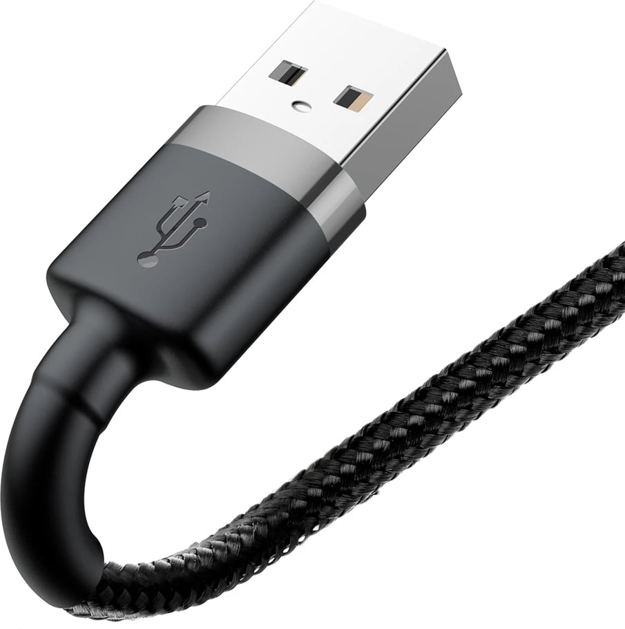 Kabllo Baseus Cafule CALKLF-BG1, USB-A në Lightning, 1m, 2.4A, QC 3.0, e zezë-gri