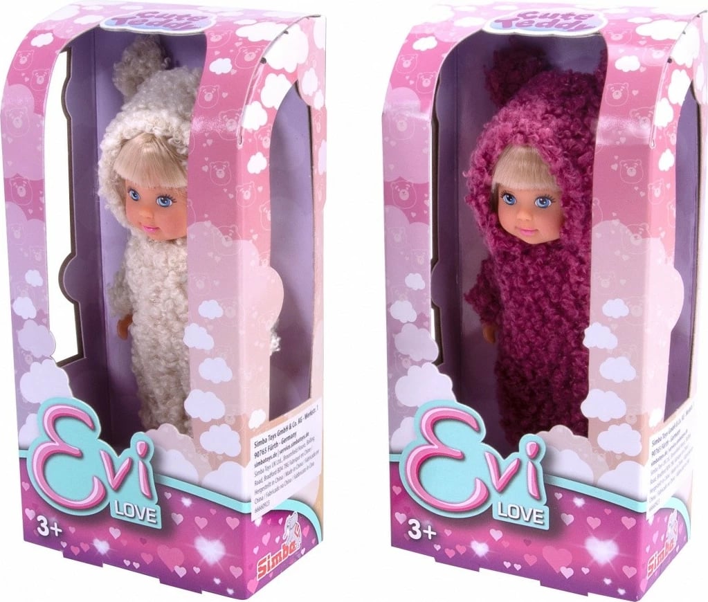 Kukull Evi Love Sweet Bears, Simba, 12 cm, krem ose burgundy