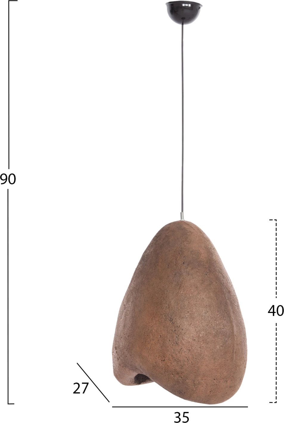 Llambë varëse tavani pamje guri STONER (S) FB94417 bezhë e errët transparente 35x27x40H cm.