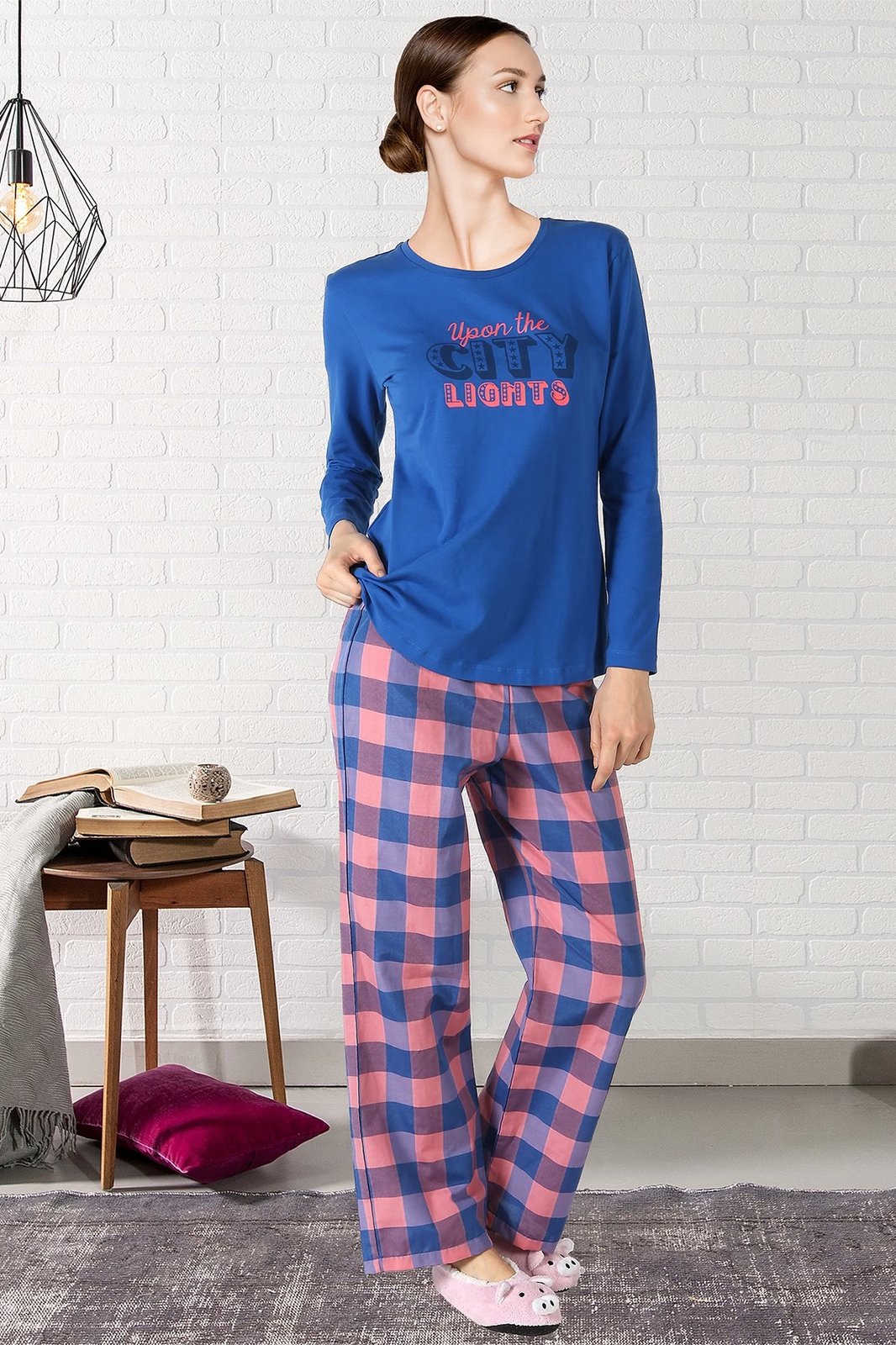 Set pizhamash për gra, Jumeon, 002-000263, ngjyrë kaltër